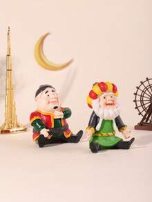 1 pièce Style arabe du Moyen-Orient Homme âgé et guerrier créatifs en résine peints à la main, décoration de vacances, décoration d'intérieur