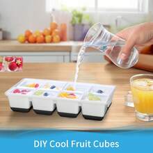 Large Ice Cube Trays With Lid, 2 Pack Stackable Silicone Ice Cube Molds Freezer, Easy Release 16 Big Square Ice Trays Whisky Cocktails (Orange) - màu đen - Xem 3