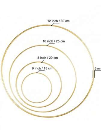 1个/5个/10个 2种尺寸 金属花环 银色编织圈，适用于DIY花环、婚礼装饰、捕梦网和墙饰工艺品