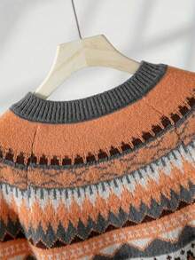 Plus Size Women Contrast Color Round Neck Raglan Sleeve Button Front Casual Sweater - رمادي - مشاهدة 5