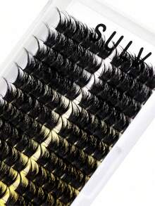 Sulv 14 Rows 168pcs Cluster Lashes D Curl 12-14-16mm Mixed/14-16-18mm Mixed/14-16-18-20mm Mixed DIY Lash Extensions For Self Application At Home - Black - View 2