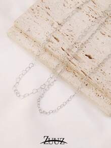 1 pieza Collar de acero inoxidable minimalista y de moda, collar de cadena con forma de corazón para mujer, joyería femenina, regalo para la mejor amiga - collar - Ver 5
