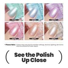 Beetles Nail Polish Set, 6 Colors Pearl Nail Polish Kit Pastel Pearl Shimmer Pink Orange Blue Green Dreamy Swirl Quick Dry Fingernail Polish Gifts For Women Salon DIY Manicure Kit - 青碧色 - 查看 6
