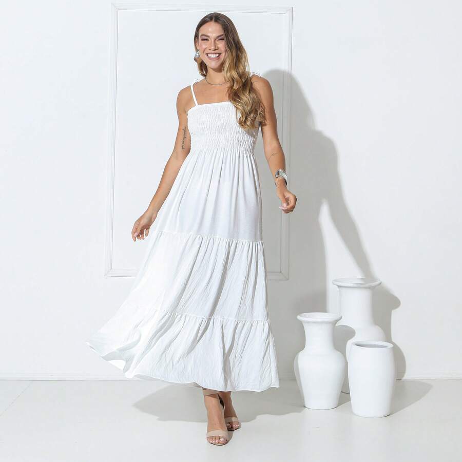 Knot Gathered Hem With Ruffle, Butterfly Knot, Tweed Knot Gathered Hem With Ruffle, Beach. - trắng - Xem 1