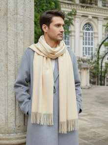 Men's Pashmina Scarf/Shawl/Long Winter Scarf - Creme - View 3