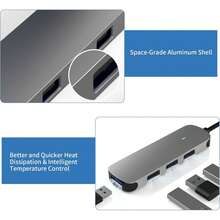 Concentrador USB de 4 puertos, adaptador portátil divisor USB A 3.0 y 2.0 de MEANHIGH para portátiles, miniextensores USB Plug and Play para PC, memorias USB y discos duros externos. - Concentrador - Puerto A - USB 2.0 - Ver 8