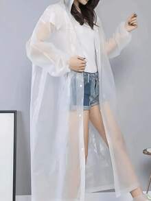 1pc Waterproof Long Sleeve Rain Jacket, Breathable Hooded Button Rain Coat, Reusable Thick Long Sleeve Rain Jacket, Suitable For Hiking, Outdoor Adventure, Cycling, Travel, Outdoor Activities And Daily Use, Outdoor Gear Hiking Rain Jacket - Multicolor - View 6