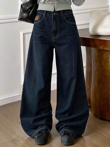 Livesso Tall Women's Straight Leg Casual Jeans - Dark Wash - View 2