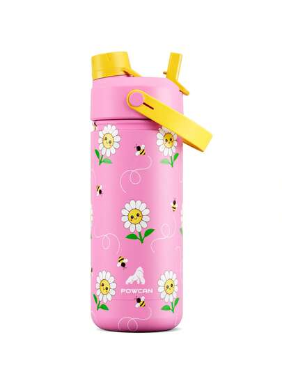 Botella de agua aislada de 18 onzas con tapa con pajita 2 en 1, retención de frío durante 24 horas, a prueba de fugas, de acero inoxidable de doble pared, adecuada para deportes, fitness, viajes y escuela