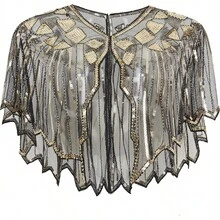 Shawl Wraps Sequin Beaded Evening Cape Bridal Shawl - 金牌-3 - 查看 7