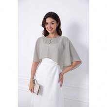 Chiffon Shawl Wraps Shrug For Evening Dress Wedding Cape Cover Up - 灰色 - 查看 6