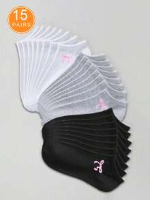 3/9/15 Pairs Women's Pink Bow Invisible Socks, Cute & Fashionable Casual Ankle Socks, Comfortable & Breathable - Multicolor - View 10