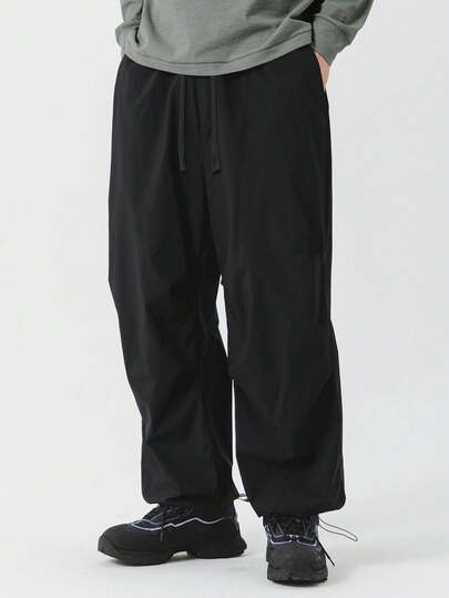 男士夏季冰丝速干长裤，宽松版型户外运动裤，弹性抽绳腰带和可调节裤脚，轻便透气防晒，适合徒步旅行