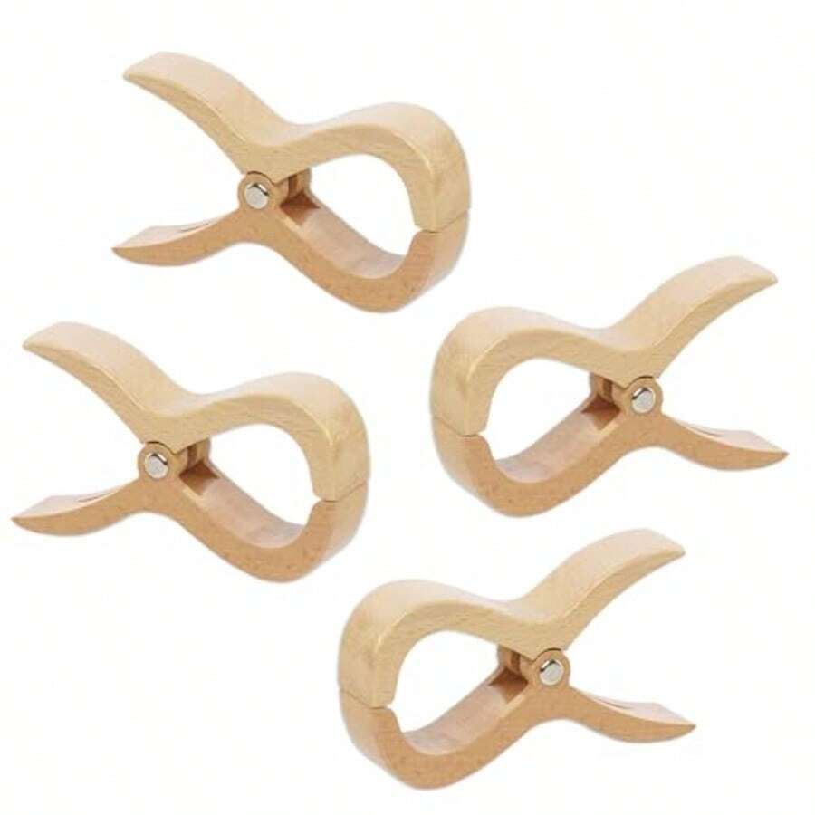 Wooden Pegs Large Wooden Clothes Pegs Pack Of 4 1 - Beige - View 1