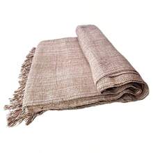 Set Of 2 Throws For Sofa Or Bed, 100% Cotton, Size 210x120, Decorative And Protective Cover For A New And Elegant Home - 混合焦糖 - 查看 4