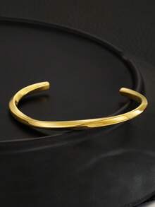 1件儿童时尚简约不锈钢莫比乌斯开口手镯，适合日常佩戴和生日礼物，不褪色 - 彩色 - 查看 2