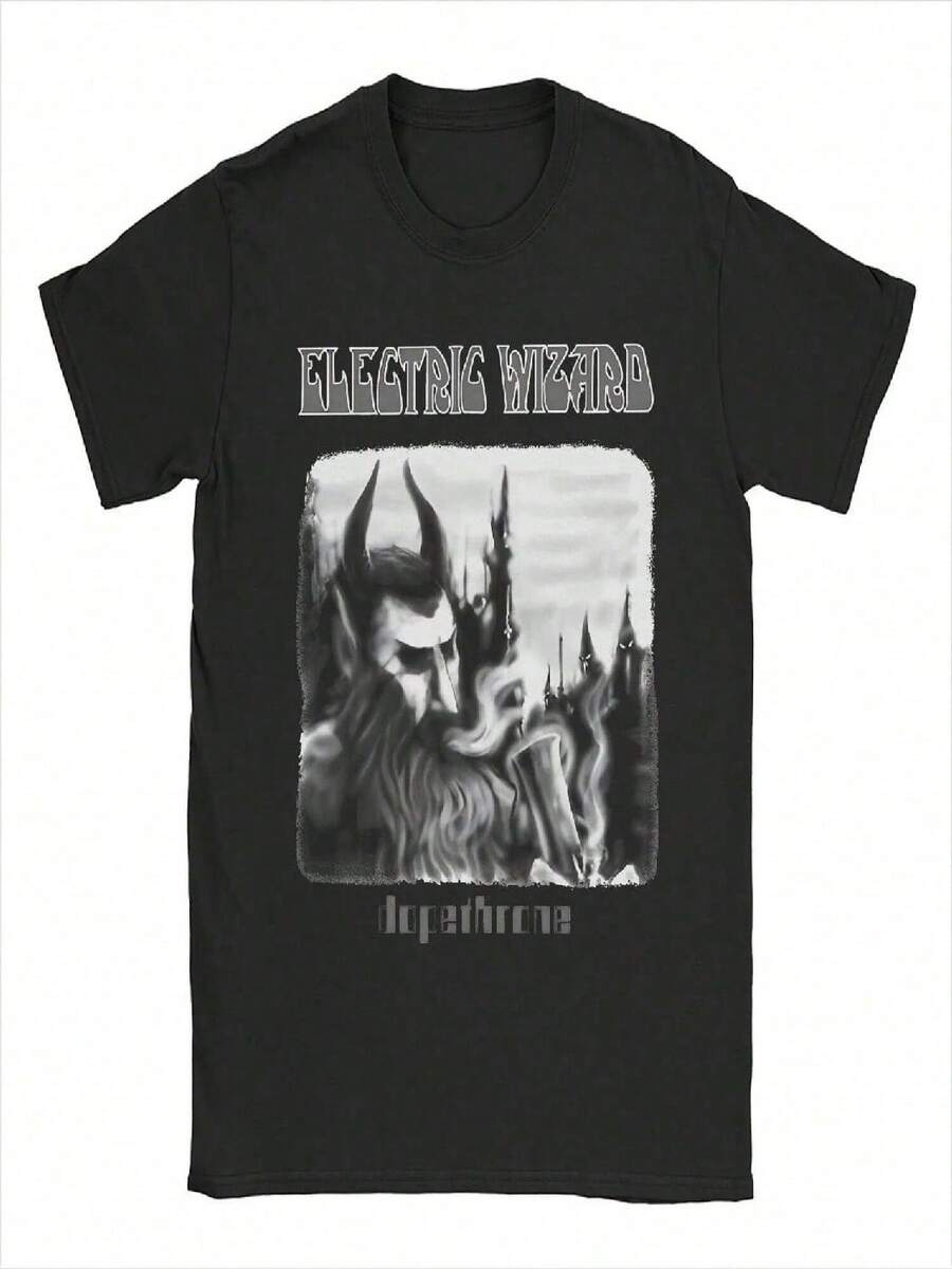 Men Women Electric Wizard - Dopethrone Old School UK Doom  Metal T Shirts Pure Cotton Clothing Short Sleeve Tees T-Shirts - màu đen - Xem 1