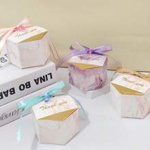 20/50/100 hộp giấy hình lục giác họa tiết vân đá cẩm thạch "Cảm ơn", hộp quà tặng nơ màu hồng/xanh dương/tím, hộp quà tặng tiệc màu hồng, hộp quà tặng màu tím, quà cưới, hộp quà tặng tiệc tùng, túi quà cảm ơn, đồ trang trí sinh nhật tự làm, quà tặng ngày Valentine, quà cưới, quà đính hôn, quà tặng tiệc cô dâu, quà sinh nhật, quà tặng tiệc mừng em bé. - Nhiều màu - Xem 2