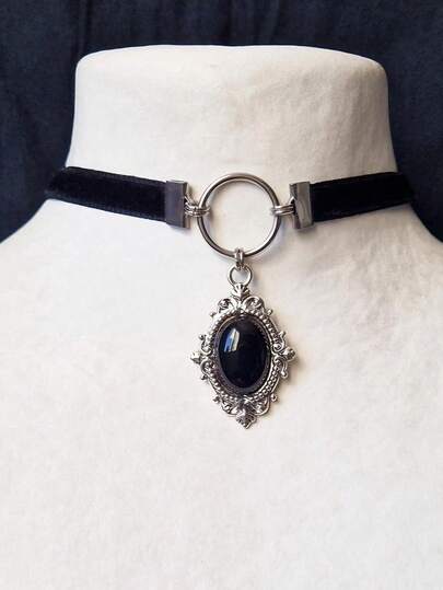 1 chiếc vòng cổ choker đen phong cách Y2K Hip-Hop, mặt dây chuyền kiểu Victoria Gothic Goth Rococo, quà tặng tình yêu cho người yêu, bùa hộ mệnh lãng mạn, phụ kiện trang sức phù thủy.