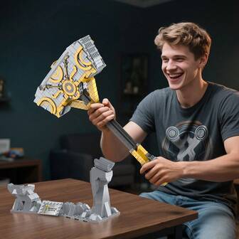 Zabawki konstrukcyjne 3D, 1317 szt., klocki konstrukcyjne Thor's Classic Movie, młotek, zabawki montażowe dla dorosłych, akcesoria do figurek akcji dla chłopców, prezenty urodzinowe/zestaw upominkowy