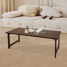 Folding Floor Table, Foldable Coffee Table, Sitting Dining Table 31.5*15.75*11.81in - Walnut Color - View 5