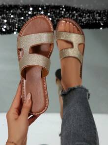 hanxiangyuzu Women's Flat Sandals, New Summer Fashion Comfortable Style Beach Sandals - Gold - View 9