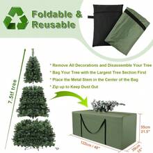 - Bolsa de almacenamiento para rbol de Navidad, impermeable, contenedor de almacenamiento para rbol de Navidad, bolsa de polvo con asas, se adapta a rbol de Navidad desmontado de hasta. 5 pies y decoraciones - Verde - Ver 5