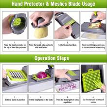 16-Piece/1-Set Multi-Function Vegetable Cutter, Fruit Slicer, Handheld Food Grinder, Onion Grater, Potato Shredder With Containe - Xám Xanh Lá Cây - Xem 8