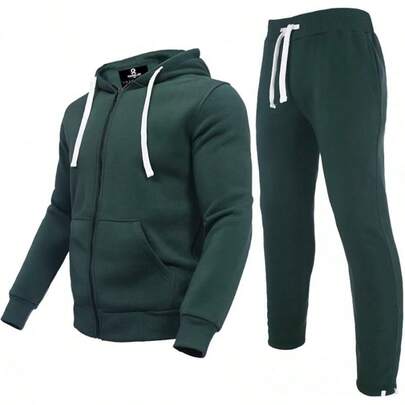 Men's Track Suit Set 2 Pieces, Thick Fleece Hoodie Sweatsuit, Casual Winter Warm Outfit