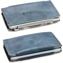 Elastic Minimalist Wallet - Slim Front Pocket Credit Card holder, Azul claro, Talla nica - Talla Única + Azul claro - Ver 2