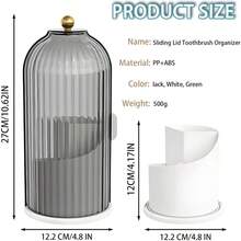 Makeup Brush Holder With 360 Degree Rotating Transparent Dust-Proof Cover, Suitable For Dressing Area Bathroom Countertops, Dressing Table Storage Boxes, 3 Slots Of Different Heights, Very Suitable For Bathrooms, Makeup And Travel. - 綠色 - 查看 2