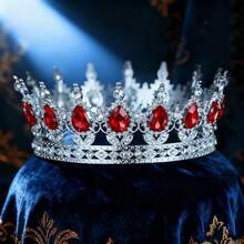 Vương miện tròn kiểu Baroque, vương miện cài đầu sang trọng đính đá lấp lánh dành cho vua/hoàng hậu, thích hợp cho dạ hội, tiệc tùng và quà tặng sinh nhật, phụ kiện ngày Valentine. - vương miện - Xem 30