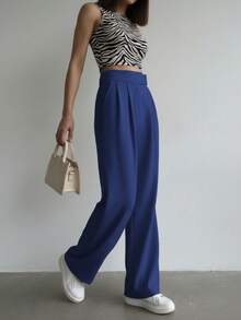 Women's Pants, High Waist, Flare, Flared, Casual, Modern, Elegant, Sophisticated, Palazzo Pants, High Waist, With Side Pockets, Romantic Fabric, Flare, Bell Bottom, Wide Leg, Sweatpants, Pants With Belt, Women's High Waist Jeans With Lycra Cotton Polyester Elastane, Premium Black Skinny Pants Women's High Waist With Lycra Elastane Black Jeans Black Twill Pants Women's Skinny Crepe Mesh Pants With Lined Belt High Waist Slim Quality, Women's Pants, Tailoring, Pantyhose, Crepe Pants, Jeans, Jogger, Denim Jacket, Linen, Women's Wide Leg Palazzo Pants, Monsca Zipper, Women's High Waist Jeans Up To The Navel With Elastane Lycra Women's Clothing, Wide Leg Pants, Duna With Button, Duna Social Palazzo Pants High Waist With Elastic Loop Zipper And Button, Does Not Contain Lining, Women's Palazzo Pants With Pocket High Waist Super Fashion, Modal, Social, Elegant, Social, Blogger, Butt Lifter, Dresses Super Well, - 寶藍色 - 查看 3
