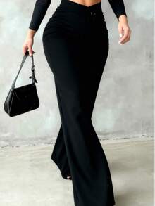 Damen Große Größen einfarbige lässige elegante Gerade-Bein Hose, geeignet für den täglichen Gebrauch, Büropendeln, Dates, Urlaub, Partys