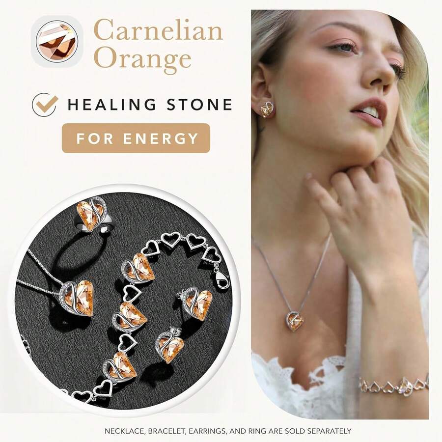 Collar con dije de corazón infinito con cristales de piedra natal para 12 meses, joyería regalos para mujer, tono plateado, 18 + 2 pulgadas - 13c-Protección-vidrio Negro - Ver 1