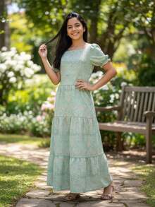 Long Dress For Girls, Modern Fashion, Elegant, For Holidays, Sizes 12, 14, 16, Colors: Red, Green, Blue - 薄荷綠 - 查看 2