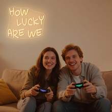 How Lucky Are We Neon Schild,Led Schild Buchstaben für Wanddekoration,Led Sign USB-Betrieben Leuchtschild für Wand Schlafzimmer Zuhause Party Hochzeit Wedding Geschenke - So ein Glück! - View 7