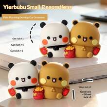 可爱的熊猫“一二”和“布布”动漫手办，创意收藏摆件，可装饰汽车内饰或桌面——精致小巧的摆件，适合作为生日或情人节礼物送给女朋友，极具收藏价值。 - 彩色 - 查看 4