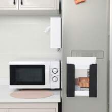 1 Stück magnetischer, wandmontierter Handschuhspender - einstellbares weißes Metallregal, geeignet für Küche/Klinik/Restaurant, ohne Bohren, multifunktionale Aufbewahrung für Masken/Handschuhe/Tücher, Salon- und Haushaltsartikel - Verschiedenfarbig - Übersicht 11