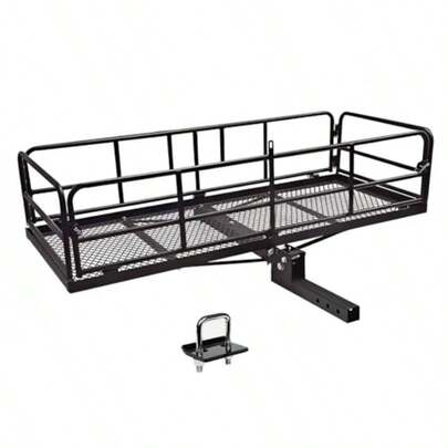 500 Lbs Heavy Duty Hitch Mount Cargo Carrier 60" X 24" X 14.4" Folding Cargo Rack Rear Luggage Basket Fits 2" Receiver For Car SUV Camping Traveling