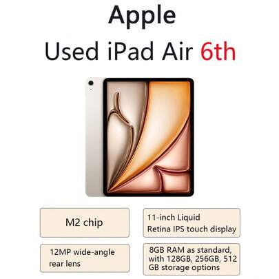 Apple iPad Air 6 cũ chính hãng, 11 inch, chip M2, hỗ trợ Pro Pen, model 2024, phiên bản 128GB/256GB/512GB với RAM 8GB (phiên bản Trung Quốc, không có eSIM), màu Starlight.
