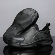 男士防滑、耐磨、防压、防刺穿安全鞋，钢头，适用于建筑工地、车间、厨房等场所 - 黑色 - 查看 9