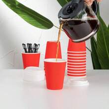 25 - CT Disposable Hot Beverage Cups with Ripple Wall Design, Black, 4 oz - Rojo + 354,88ml - Ver 10