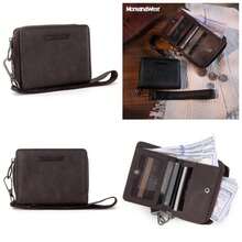 - portafolios pequea para mujer con forro de bloqueo RFID, ligera y fcil de transportar, Caf, Small - Cafetería - Ver 1