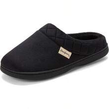 Dearfoams - Zuecos de terciopelo de microfibra Darcy de espuma viscoelástica para mujer - Negro - Ver 1