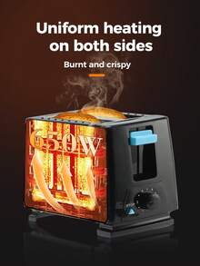 Nirva 2-Slice Toaster 650W Stainless Steel Countertop Kitchen Appliance With 6 Browning Settings Auto Defrost Reheat Function - Easy Clean Compact Design For Breakfast Toast Gift For New Home