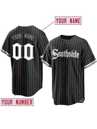 Camiseta de béisbol personalizada con nombre y número, bordada, de cuello en V negro de Chicago, camisa de manga corta con botones personalizada para fiestas, juegos, entrenamiento y deportes, tallas S-XXL