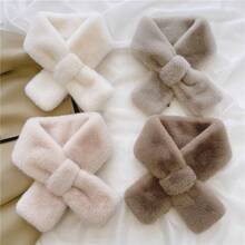 Solid Color Scarf Winter Neck Warmer Cute Thickened Warm Cross - White - View 2
