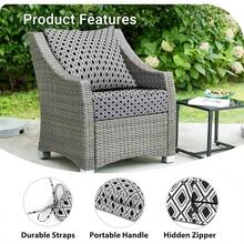 Outdoor Cushions Patio Furniture, Outdoor Cushion Set 24x 24x 5.75 Inch, Waterproof Fade Resistant Outdoor Chair Cushions, Deep Patio Chair Cushion With Removable Cover, Navy Blue - 黑色幾何圖案 + 24*24+4/24*20" - 查看 5