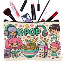Colorful Kpop Illustration Makeup Bag, Cartoon Music Theme Travel Toiletry Bag, Portable Cosmetic Organizer, Birthday Or Graduation Gift For Women And Best Friends, Travel Pouch - Multicolor - View 7